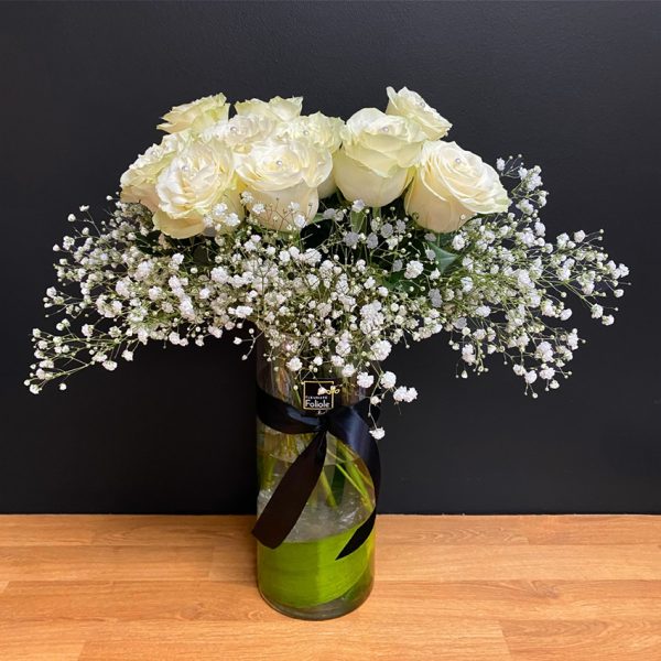 Composition funéraire Bouquet en vase tendre hommage