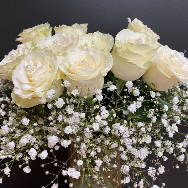 Composition funéraire Bouquet en vase tendre hommage – Image 2