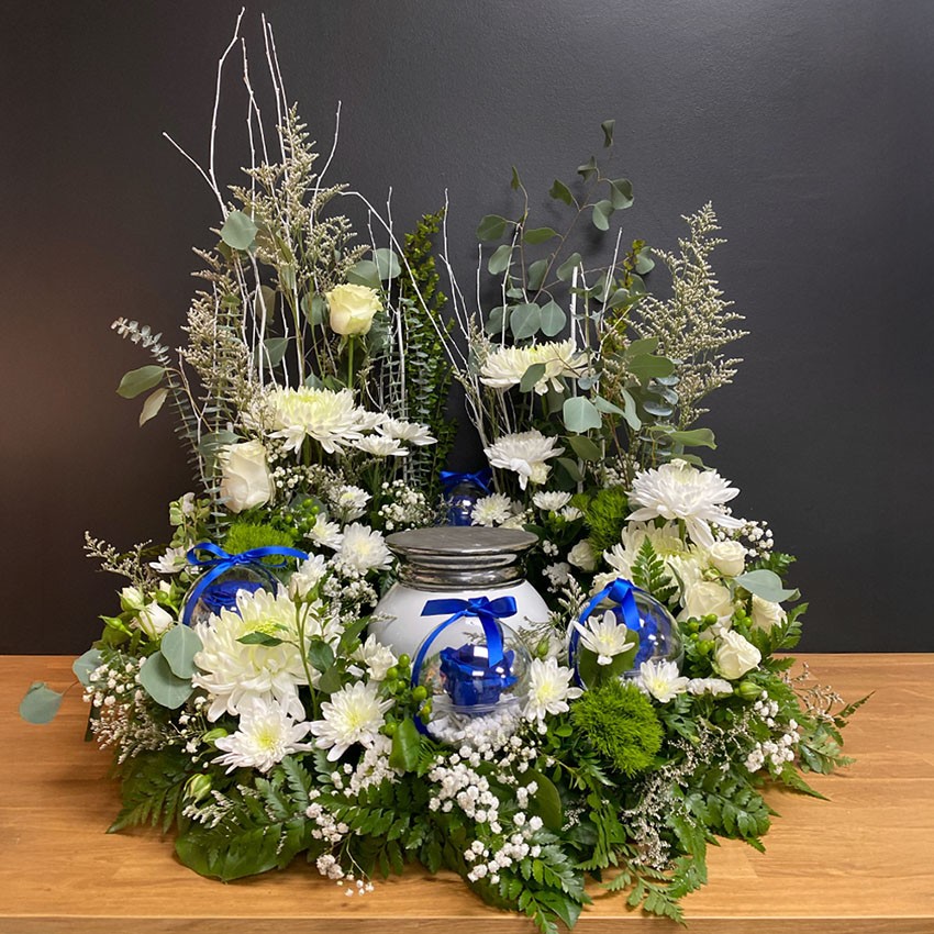 Hommage Urne rose eternel fleuriste foliole