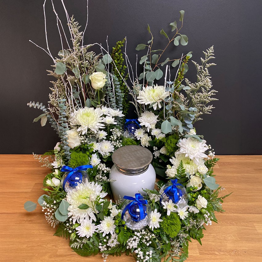 Hommage Urne rose eternel fleuriste foliole