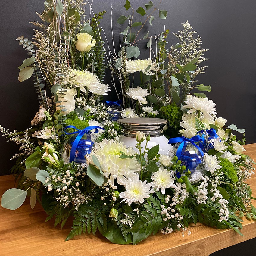 Hommage Urne rose eternel fleuriste foliole