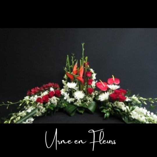 Fleuriste foliole bouquet fleurs funeraire urne en fleurs le soutien