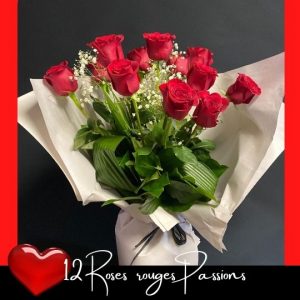 12 roses rouges passions fleuristefoliole.com