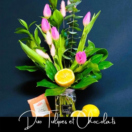 Duo tulipes et chocolat fleuristefoliole.com