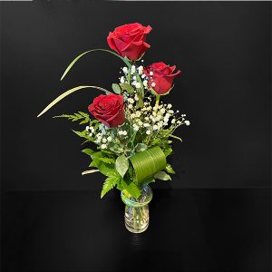 3 Roses Rouges Passion pour Maman Vase inclus
